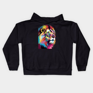 Colorful Lion Head Design Pop Art Style Kids Hoodie